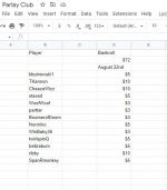 Parlayclub spreadsheet august 22nd